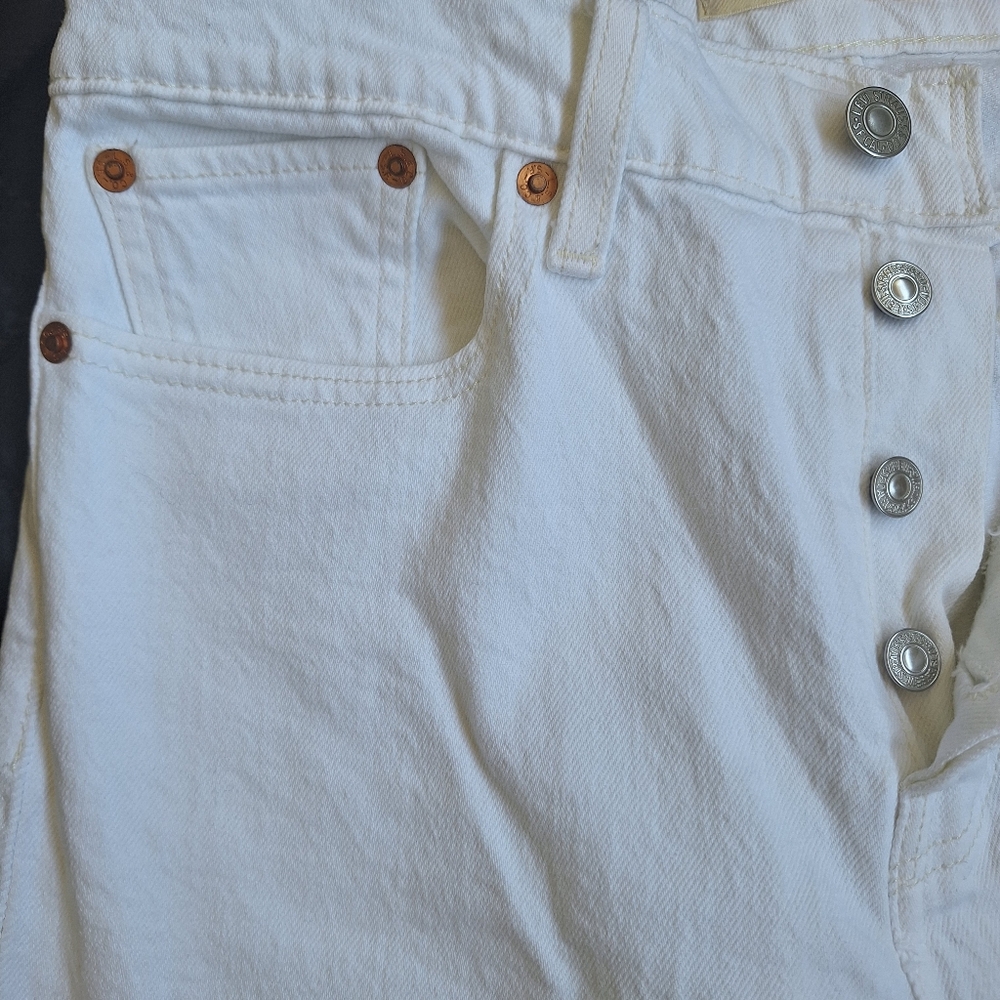 Levi's White Wedgie Straight High Rise Jeans W28 L26 Premium Line - Picture 3 of 10